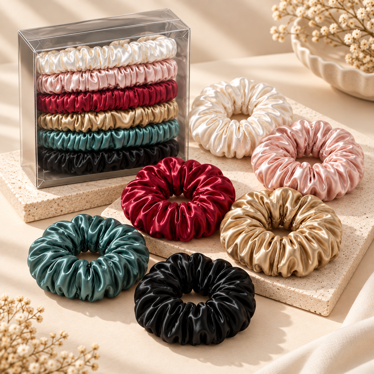 Klarivie Mulberry Silk Hair Ties – Bundle of 6
