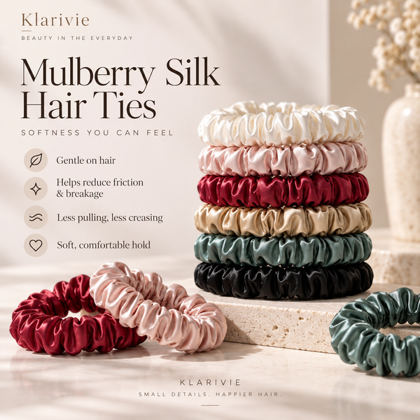 Klarivie Mulberry Silk Hair Ties – Bundle of 6